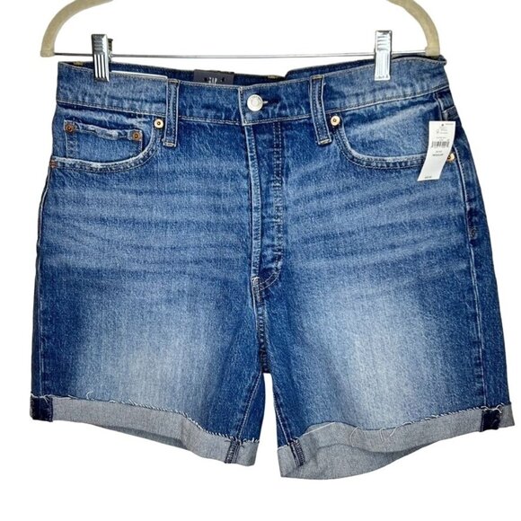 Gap Womans Cheeky Midi Short High Rise Denim Shorts Size 12R, NWT - Picture 1 of 5